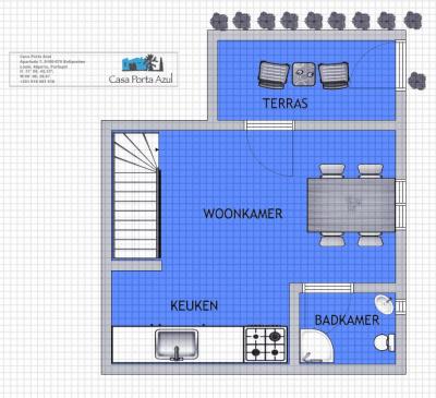 Floor plan 2 person appartement Casa Porta Azul appartement