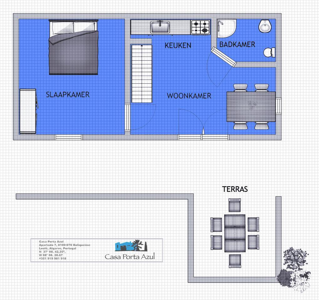 Floor plan 2 person appartement Casa Porta Azul appartement