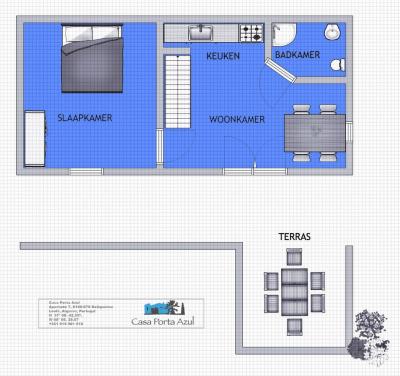 Floor plan 2 person appartement Casa Porta Azul appartement